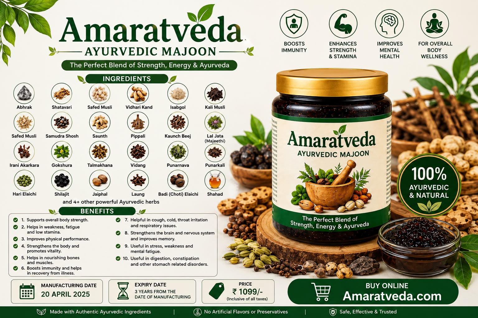 AmratVeda Ayurvedic Energy Booster & Immunity Strong Churan