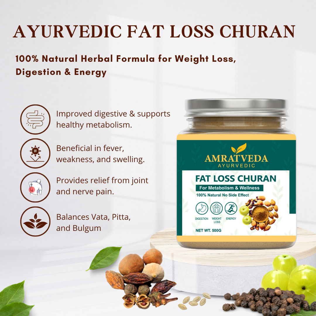AmratVeda Ayurvedic Fat Loss Churan - 100% Herbal Formula