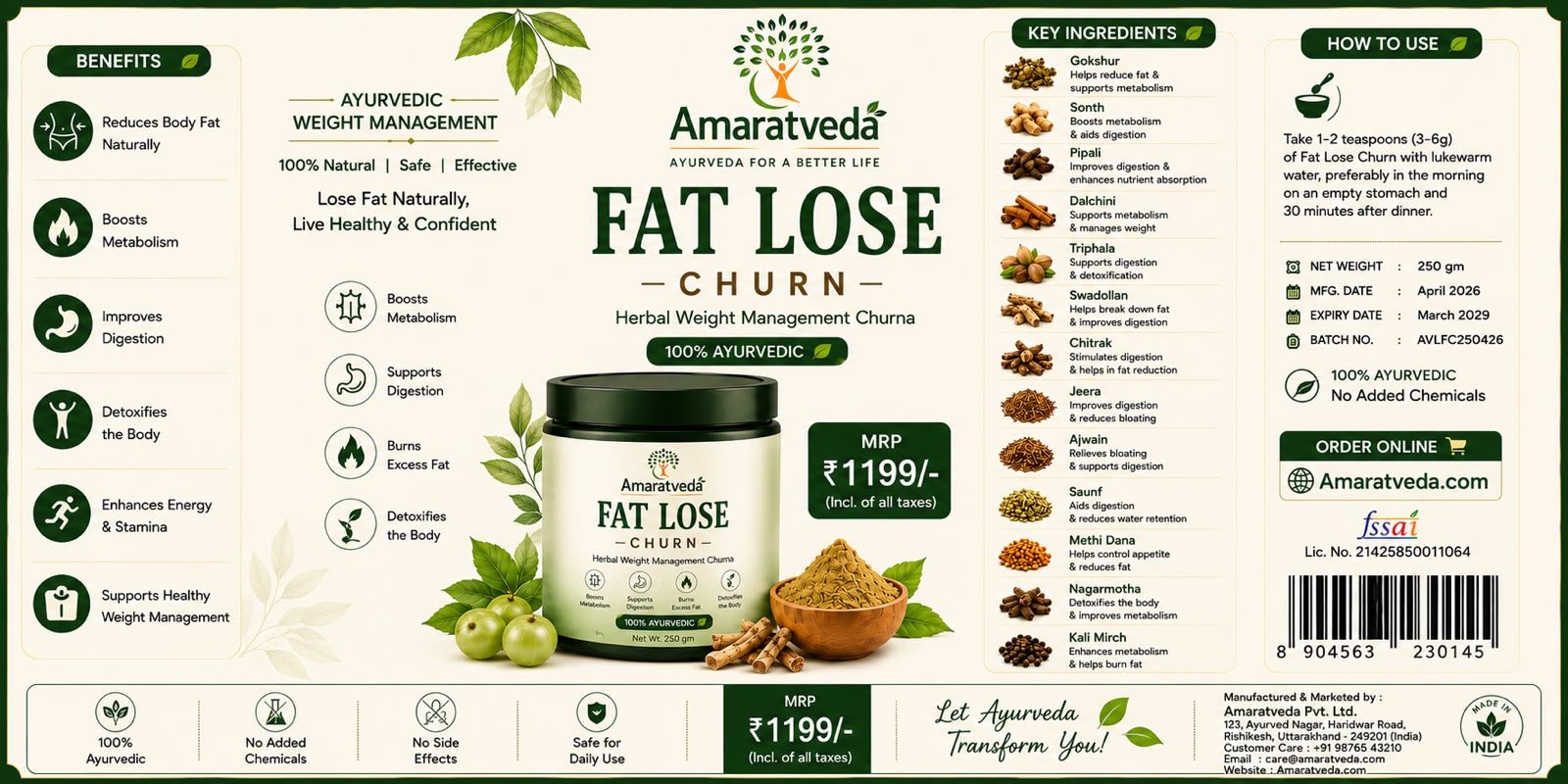 Fat Loss Churan (500g) + Energy Booster Immunity Strong Churan (250g)